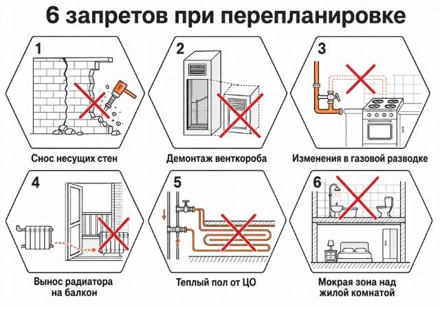 Запреты при перепланировке Запреты при перепланировке